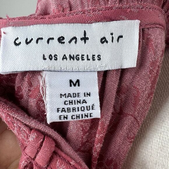 Current Air Pink Shirred Ruffle Elastic Waist Blouse Size M Pleated - Picture 9 of 16